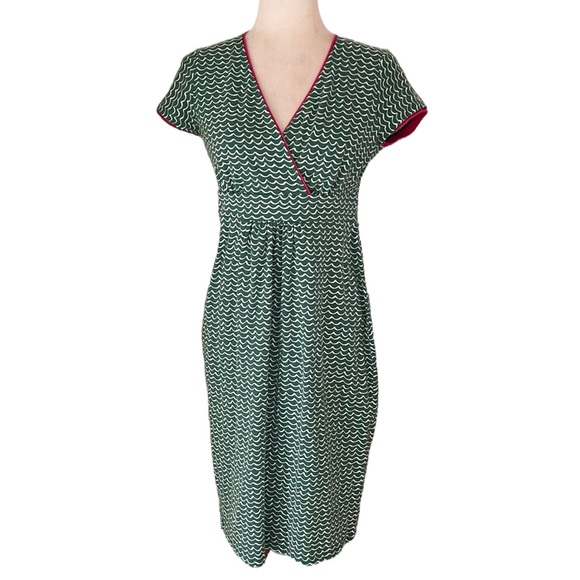 Boden Green Pink Wavy Striped Knit Day Dress - 8 - Picture 2 of 14